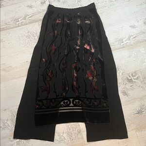 Vintage Suzanne Black Silk Pants Mesh and Velvet Panels Size Small